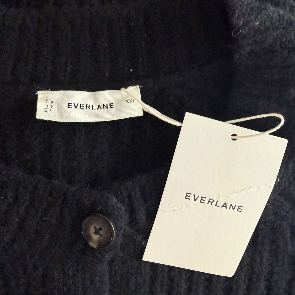 EVERLANE The Cloud Fisherman Cocoon Cardigan XXL Black Chunky Relaxed NWT B37 - Picture 4 of 6